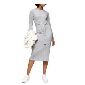 NWT topshop long sleeve gray knit midi sweater dress